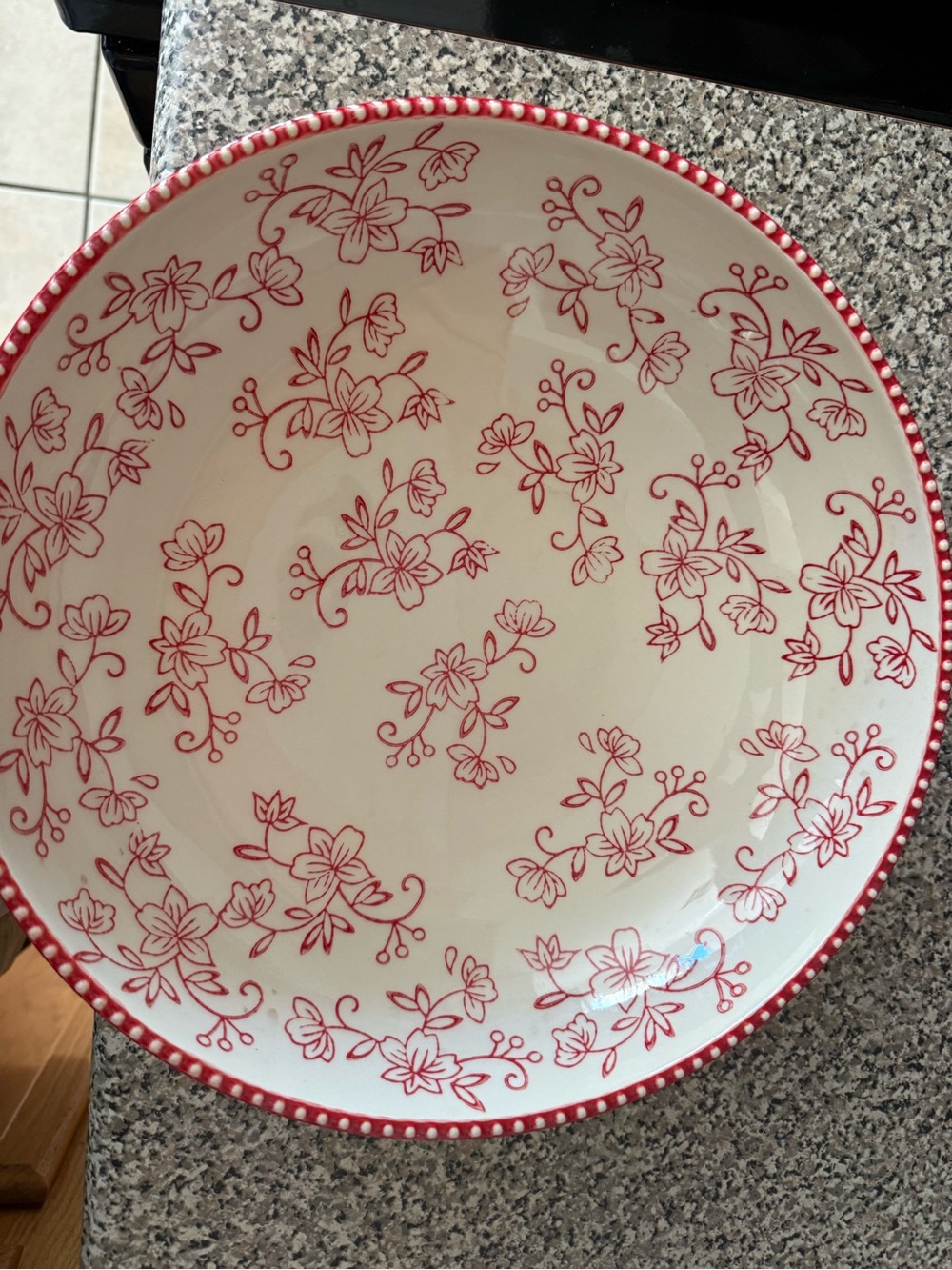 Temp-tations Red Floral Ceramic Serving Bowl - Elegant Home Dining
